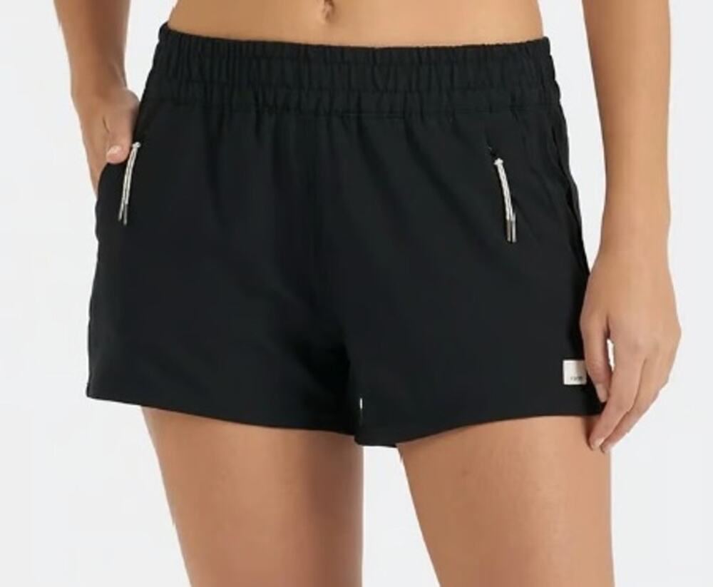 Vuori Dash Womens XL Black Running Shorts Zip Pockets Athletic